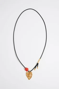 Fashion BIMBA Y LOLA Collar Largo Hoja Dorado Mate