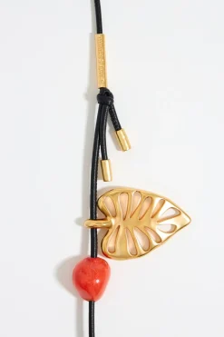 Fashion BIMBA Y LOLA Collar Largo Hoja Dorado Mate