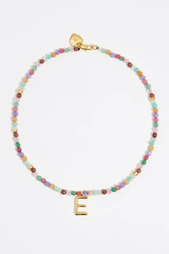 Shop BIMBA Y LOLA Collar Letra E Piedras Multicolores