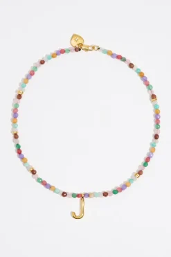 Hot BIMBA Y LOLA Collar Letra J Piedras Multicolores