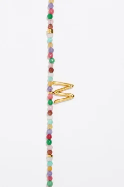 Fashion BIMBA Y LOLA Collar Letra W Piedras Multicolores