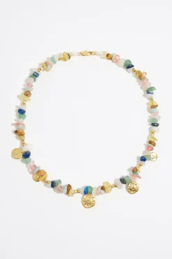 Discount BIMBA Y LOLA Collar Logo Moneda Piedras Multicolores