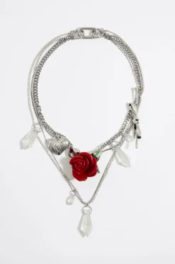 Hot BIMBA Y LOLA Collar Multicadenas Cristales Y Rosa