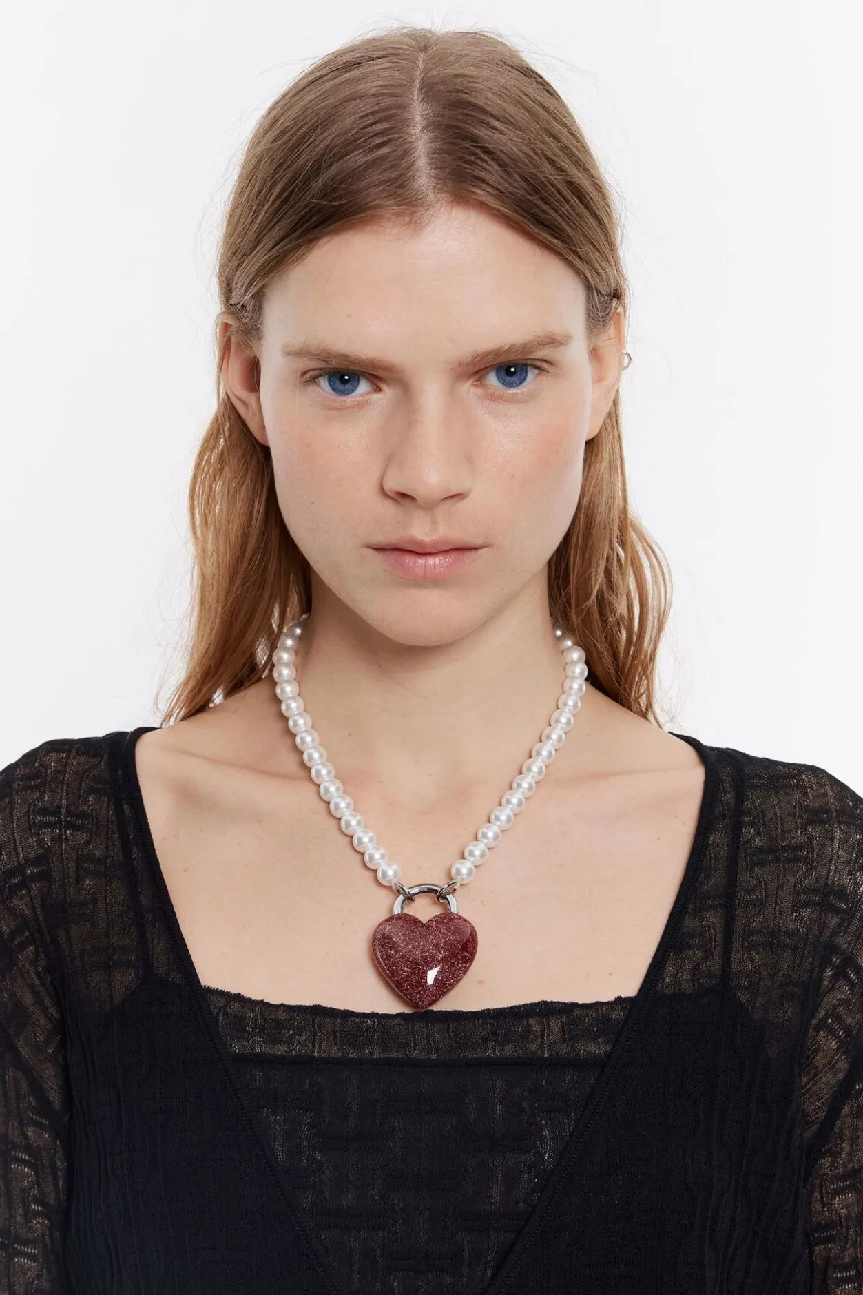 Cheap BIMBA Y LOLA Collar Perlas Y Corazon Glitter Rosa