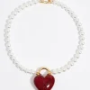 Discount BIMBA Y LOLA Collar Perlas Y Corazon Glitter Rojo