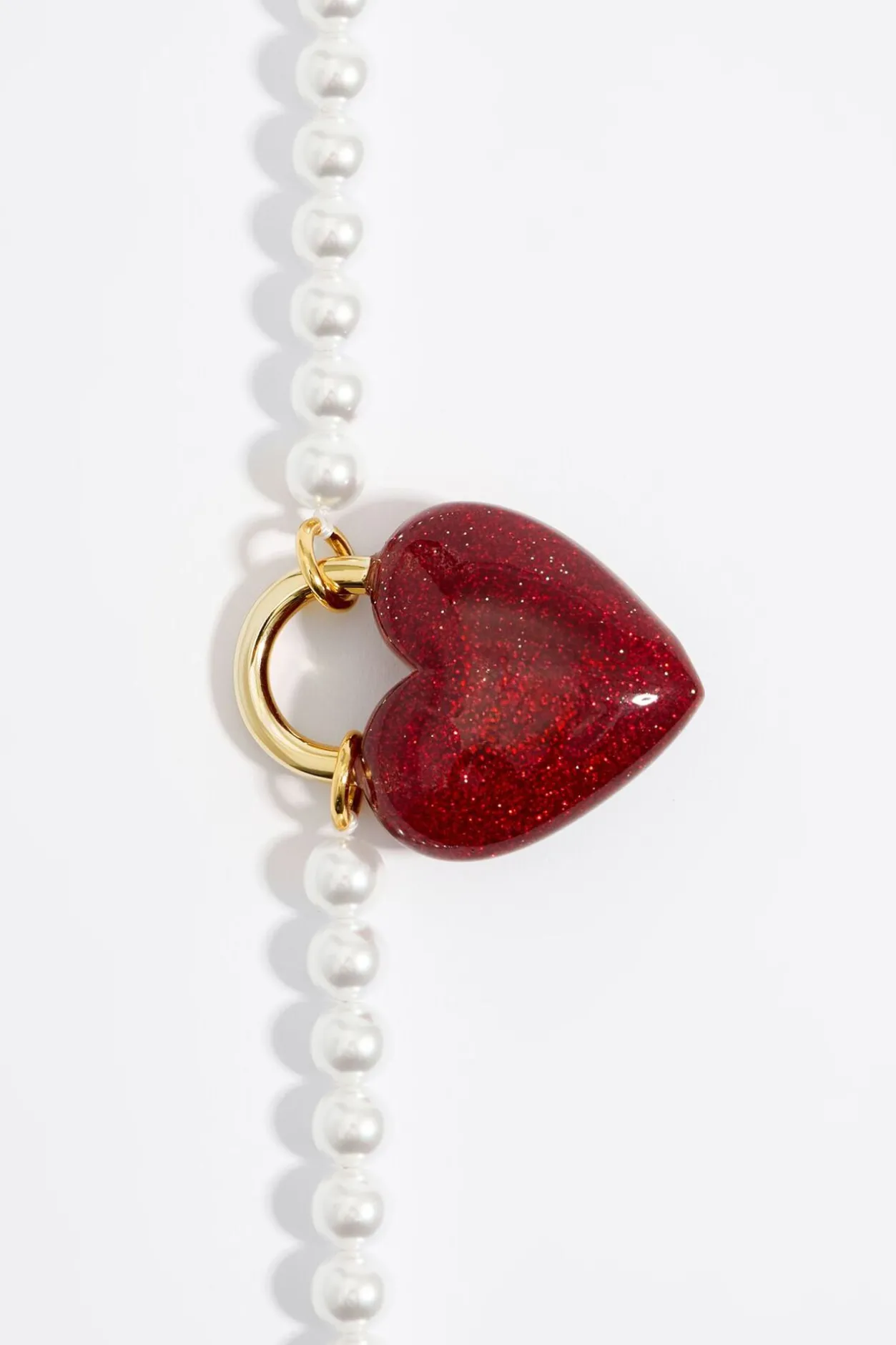 Discount BIMBA Y LOLA Collar Perlas Y Corazon Glitter Rojo