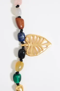 Sale BIMBA Y LOLA Collar Piedras Hoja Dorado Mate