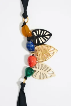 Clearance BIMBA Y LOLA Collar Piedras Hojas Dorado Mate