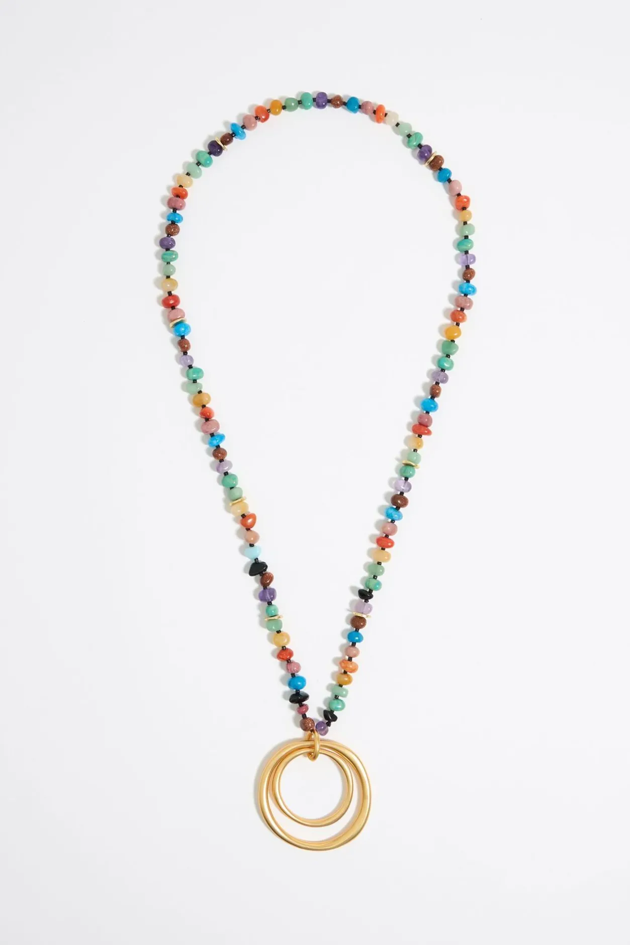 Clearance BIMBA Y LOLA Collar Piedras Multicolores Arandelas Dorado Mate
