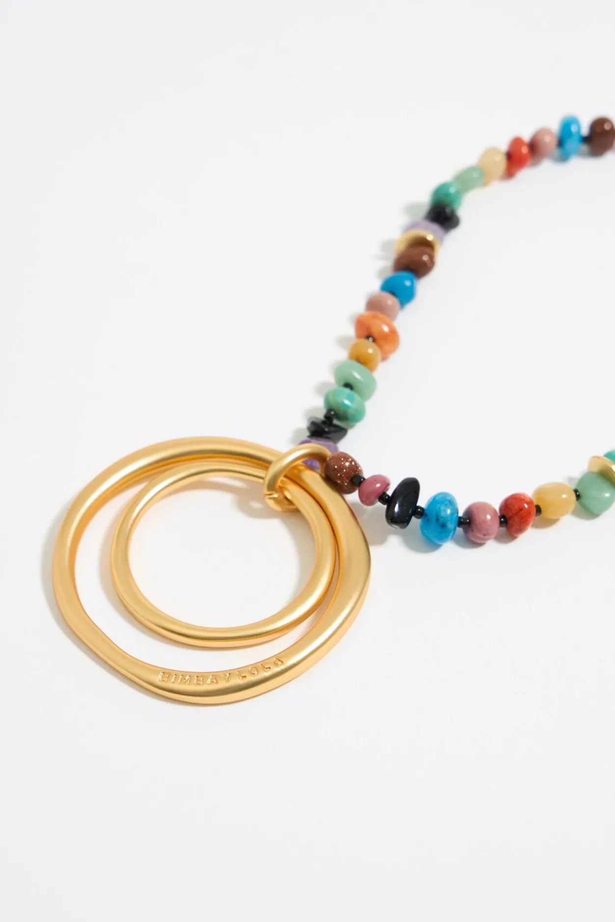 Clearance BIMBA Y LOLA Collar Piedras Multicolores Arandelas Dorado Mate