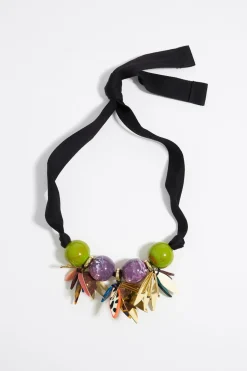 Online BIMBA Y LOLA Collar Piedras Resina Petalos Azul