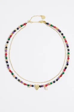 Shop BIMBA Y LOLA Collar Piedras Y Corazon Dorado