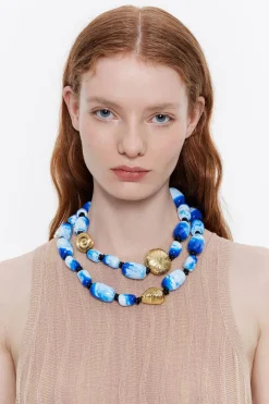 Cheap BIMBA Y LOLA Collar Resinas Azules Estrella De Mar Dorado Mate