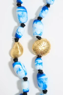 Best Sale BIMBA Y LOLA Collar Resinas Azules Estrella De Mar Dorado Mate