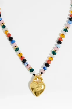 Outlet BIMBA Y LOLA Collar Resinas Multicolor Candado Corazon