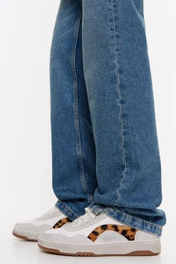 Clearance BIMBA Y LOLA Deportiva Cupsole Piel Print Leopard Blanca