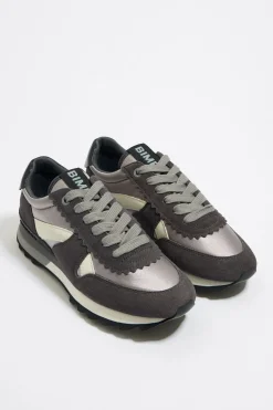 New BIMBA Y LOLA Deportiva Tecnica Plata Oscuro