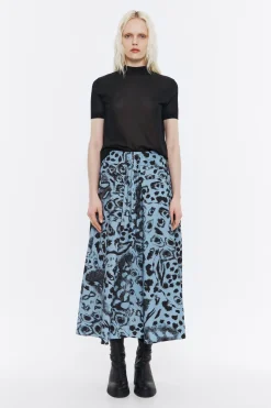 Hot BIMBA Y LOLA Falda Algodon Midi Animal Mix Azul