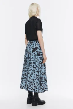 Hot BIMBA Y LOLA Falda Algodon Midi Animal Mix Azul