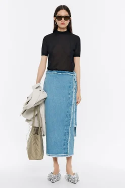 New BIMBA Y LOLA Falda Denim Desflecada