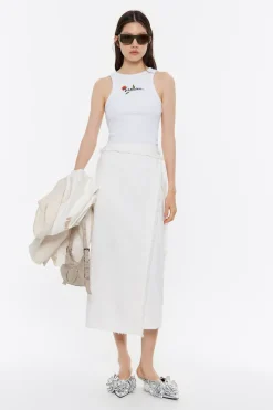 New BIMBA Y LOLA Falda Denim Desflecada Cruda