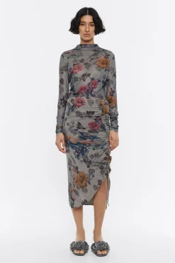 Cheap BIMBA Y LOLA Falda Fruncida Canary Caqui