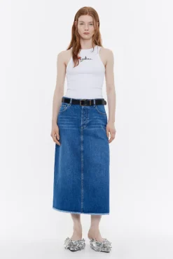 Shop BIMBA Y LOLA Falda Midi Denim Azul