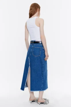 Shop BIMBA Y LOLA Falda Midi Denim Azul