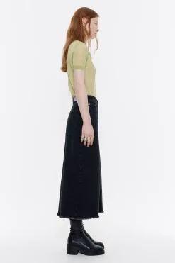 Fashion BIMBA Y LOLA Falda Midi Denim Negra