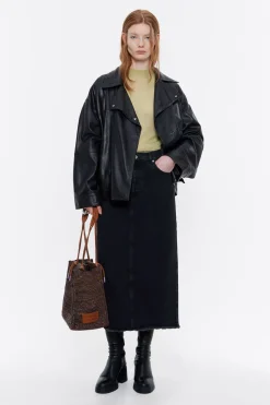 Fashion BIMBA Y LOLA Falda Midi Denim Negra