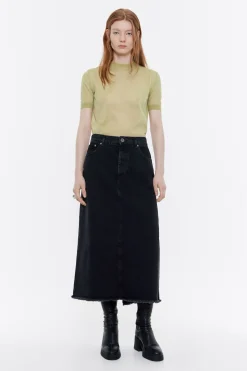 Discount BIMBA Y LOLA Falda Midi Denim Negra