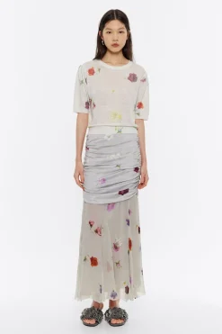 Best BIMBA Y LOLA Falda Midi Flowers Gris
