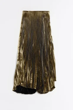 Clearance BIMBA Y LOLA Falda Midi Plisada Dorada