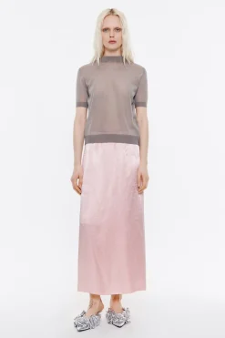 Best BIMBA Y LOLA Falda Midi Saten Rosa