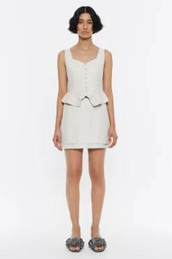 New BIMBA Y LOLA Falda Mini Piel Gris Hielo