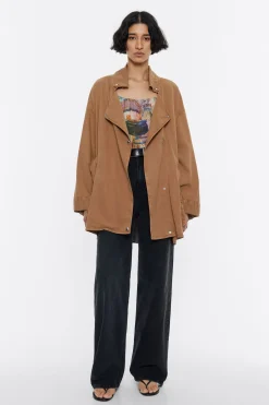 Sale BIMBA Y LOLA Gabardina Corta Fluida Camel