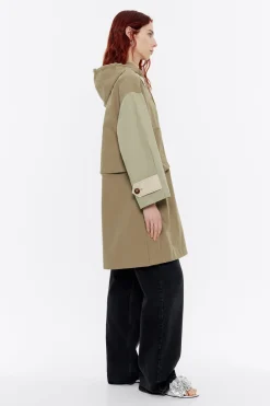 Best Sale BIMBA Y LOLA Gabardina Linea A Algodon Caqui