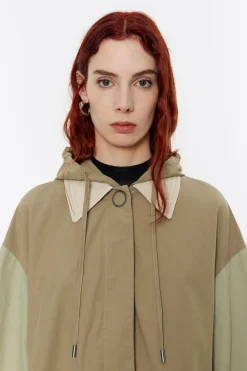 Best Sale BIMBA Y LOLA Gabardina Linea A Algodon Caqui