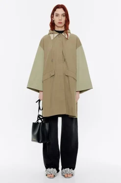 Best Sale BIMBA Y LOLA Gabardina Linea A Algodon Caqui