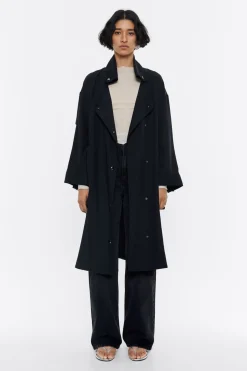 Sale BIMBA Y LOLA Gabardina Midi Fluida Negra