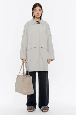 Sale BIMBA Y LOLA Gabardina Recta Midi Piedra