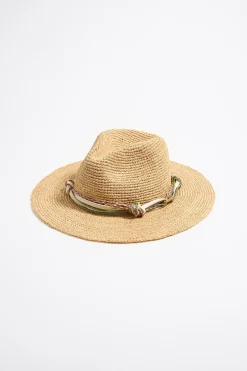 New BIMBA Y LOLA Gorro Rafia Natural Marfil