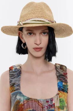 New BIMBA Y LOLA Gorro Rafia Natural Marfil