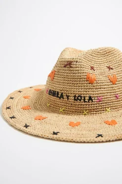 Clearance BIMBA Y LOLA Gorro Rafia Natural Naranja