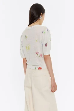 Outlet BIMBA Y LOLA Jersey Ajustado Lino Flowers Gris