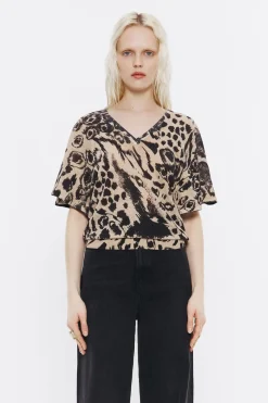 Outlet BIMBA Y LOLA Jersey Lino Animal Mix Camel