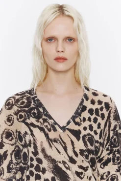 Outlet BIMBA Y LOLA Jersey Lino Animal Mix Camel