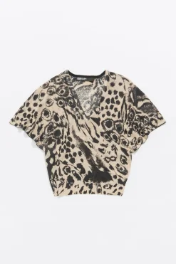 Outlet BIMBA Y LOLA Jersey Lino Animal Mix Camel