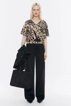 Outlet BIMBA Y LOLA Jersey Lino Animal Mix Camel