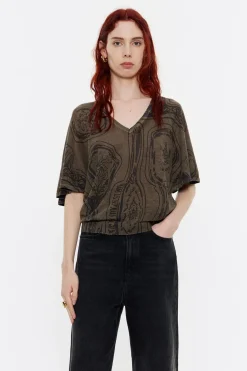 Best Sale BIMBA Y LOLA Jersey Lino Mirrors Caqui